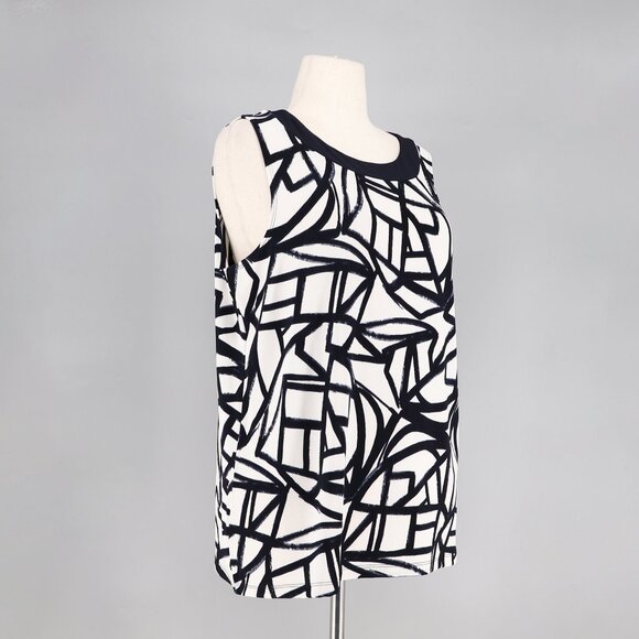NWT CHICO'S Travelers Slinky Abstract Trim Tank Top Blue White Size 3 (XL/16) - Picture 2 of 7